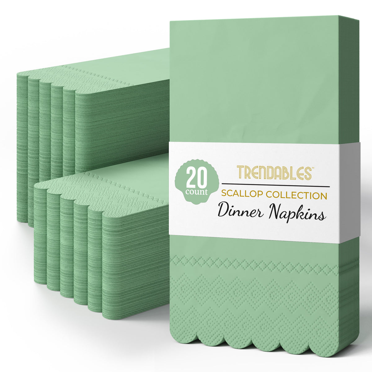 3 Ply Pistachio Green Scalloped Napkins - 13 in. x 15.7 in. - 20 Ct.