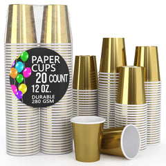 12 Oz. Gold Paper Cups | 20 Count
