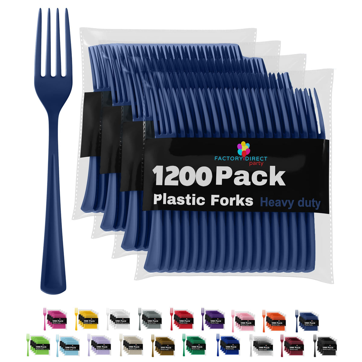 Heavy Duty Navy Plastic Forks - 7.5 in. | Case of 1200