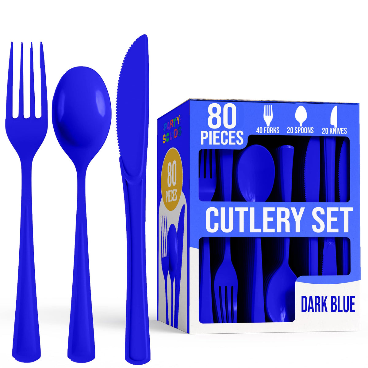 Heavy Duty Dark Blue Cutlery Combo - 80 Count