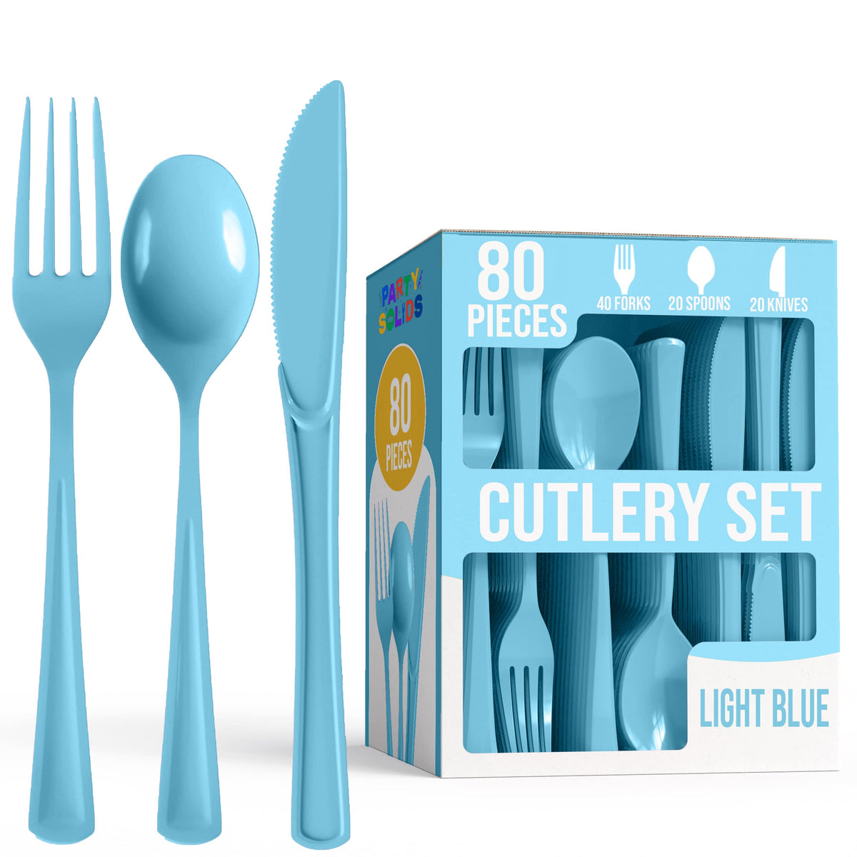 Heavy Duty Light Blue Cutlery Combo - 7.5 in. - 80 Count