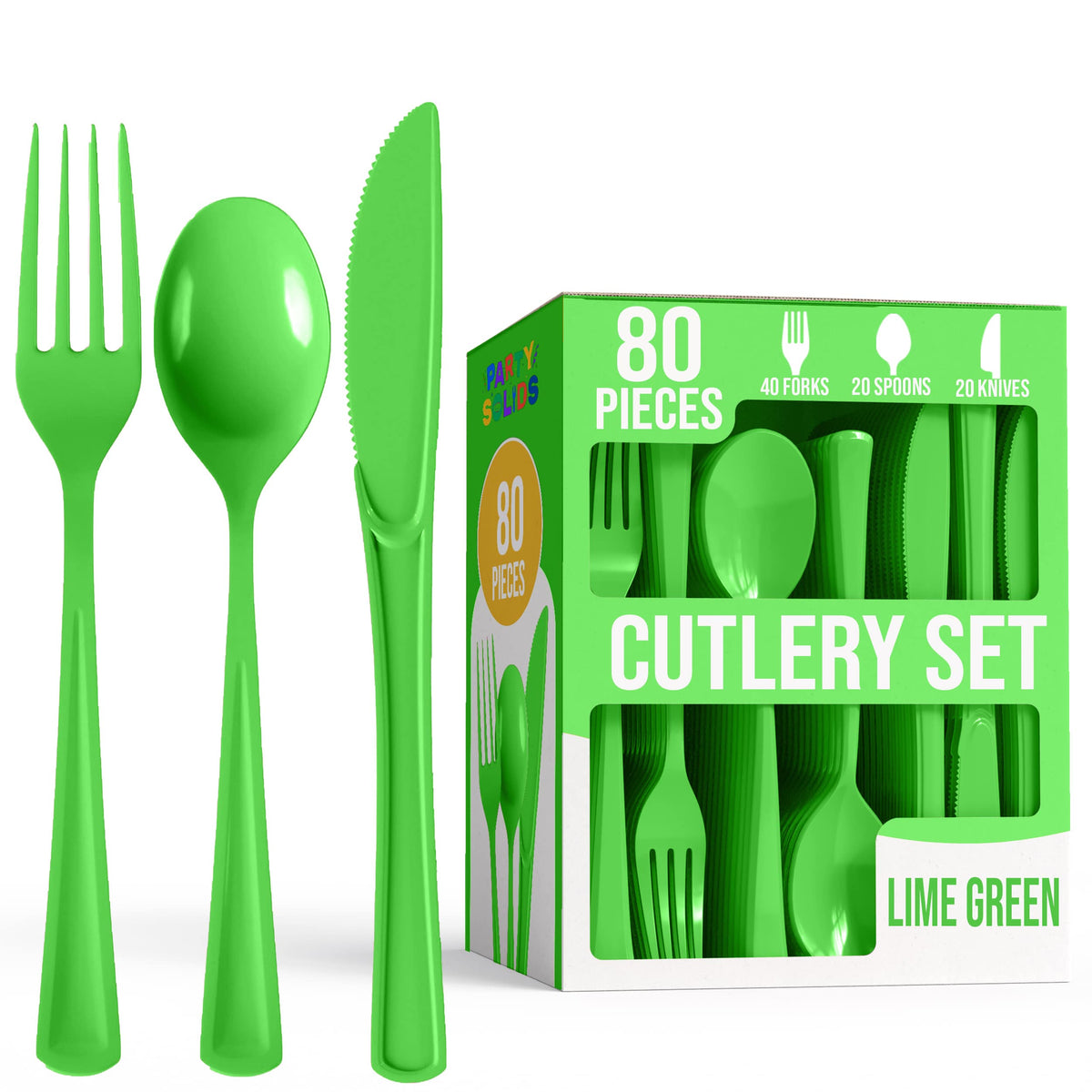 Heavy Duty Lime Green Cutlery Combo - 80 Count