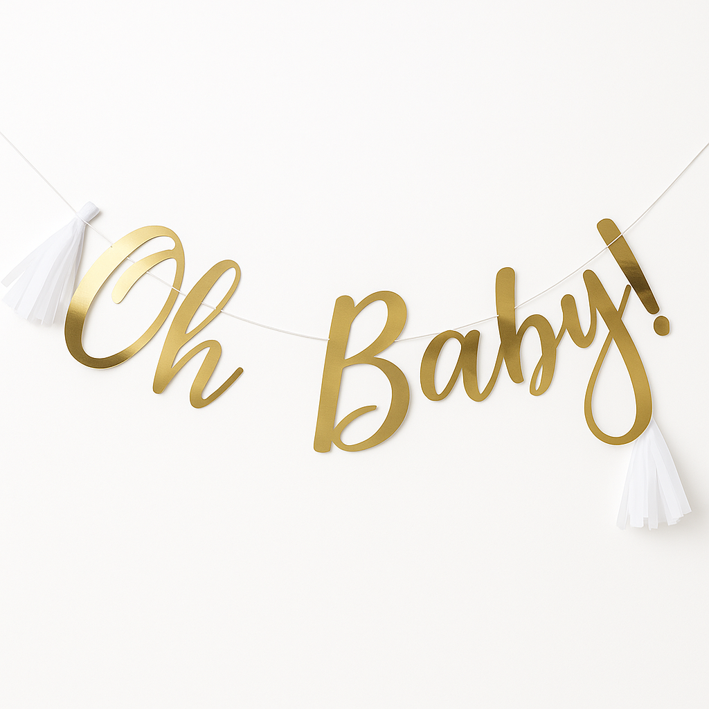 Oh Baby Gold Foil Banner with Tassels