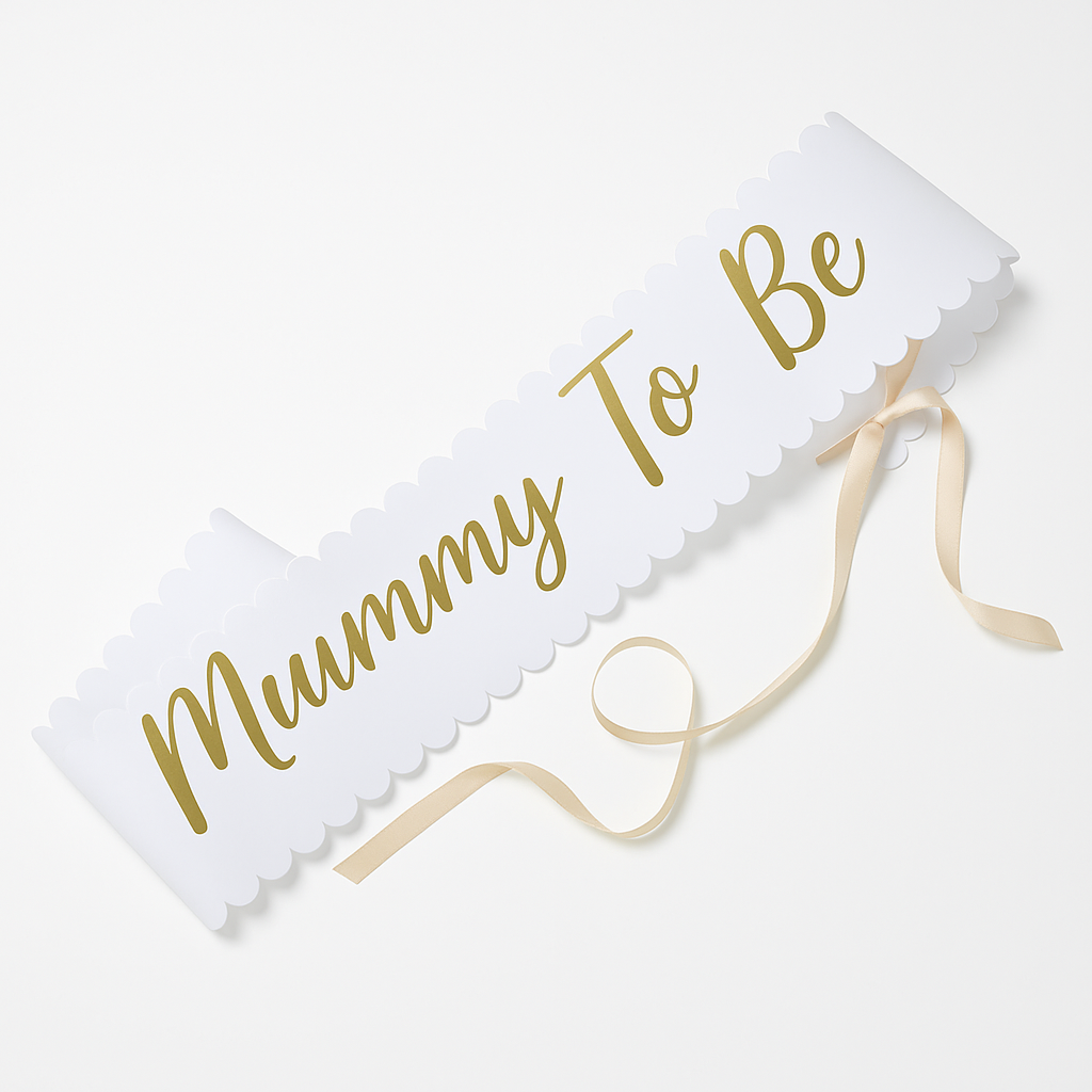 Elegant "Mummy To Be" Sash with Gold Script for Baby Showers