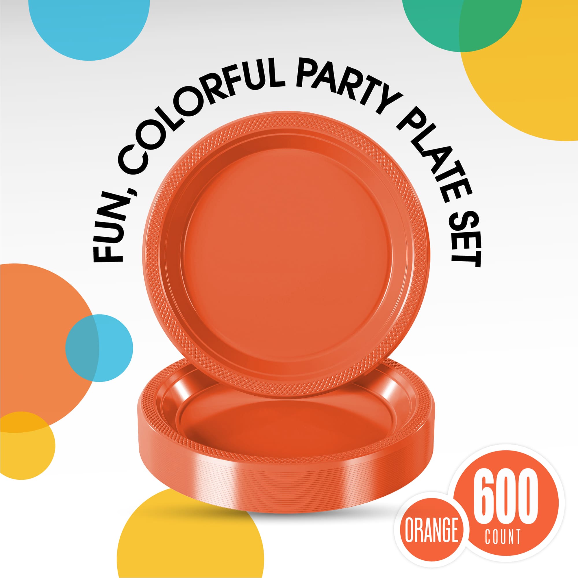 7 In. Orange Plastic Plates | Case of 600