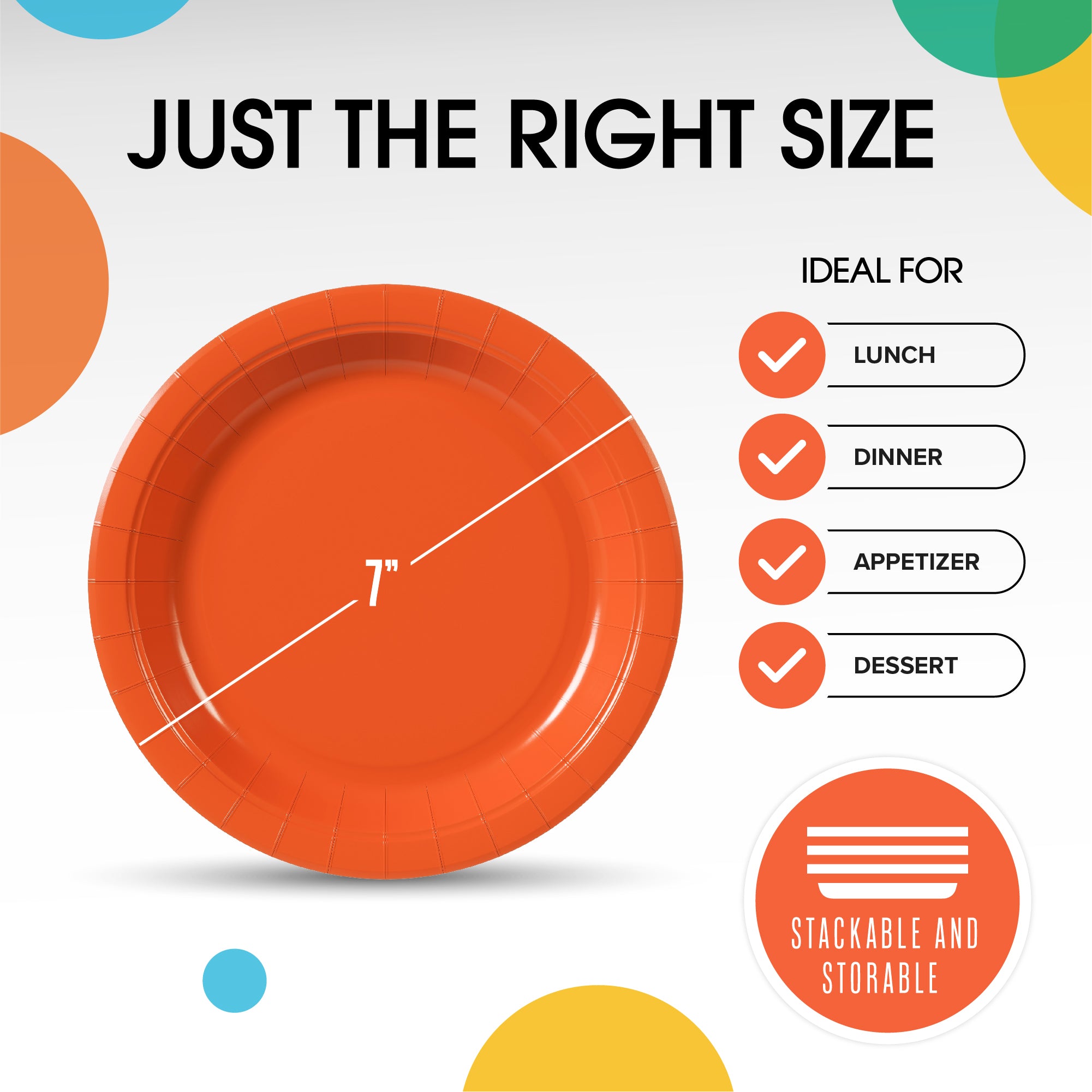 7 In. Orange Paper Plates - 20 Ct.