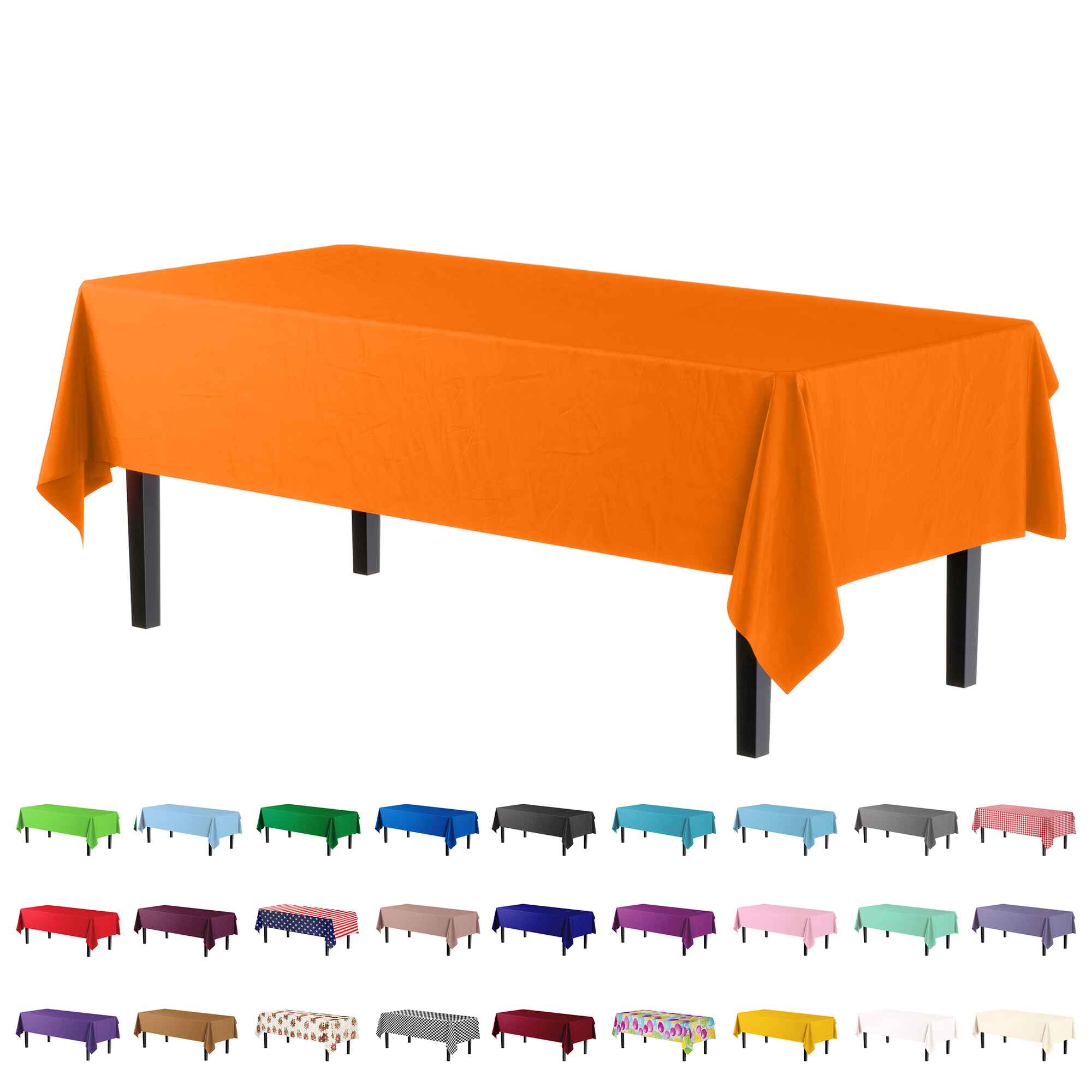 Orange Plastic Table Cover - 54 In. x 108 In.