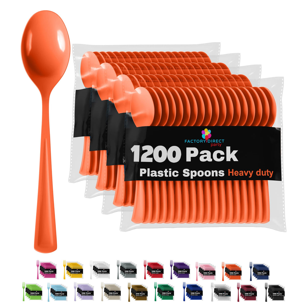 Heavy Duty Orange Plastic Spoons - 7 in. | Case of 1200