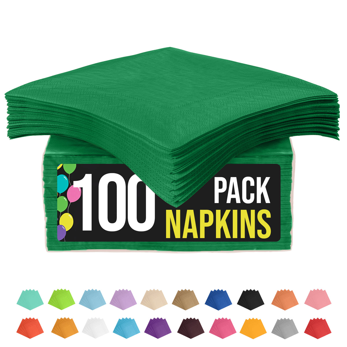 Emerald Green Beverage Napkins | 100 Count