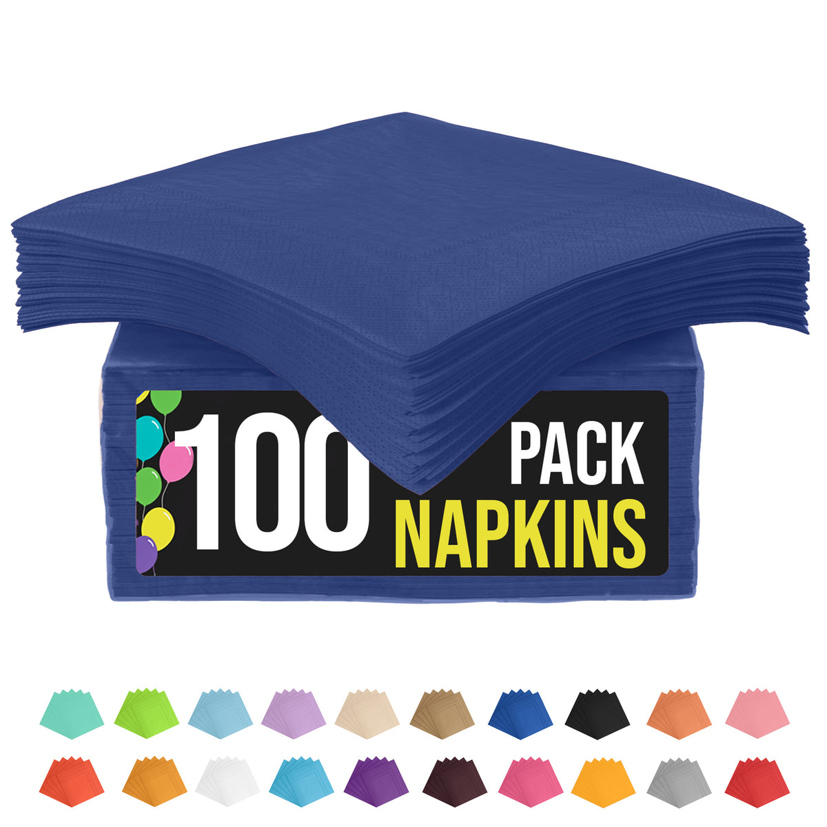 Dark Purple Beverage Napkins - 4.75 in. x 4.75 in. | 100 Count