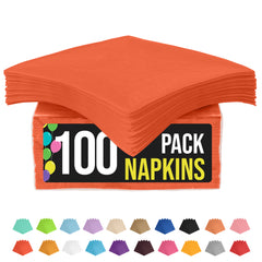 Orange Beverage Napkins - 4.75 in. x 4.75 in. | 100 Count