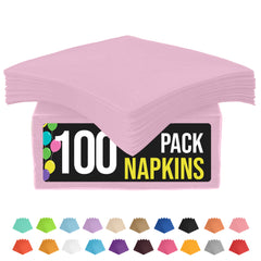 Pink Beverage Napkins - 4.75 in. x 4.75 in. | 100 Count