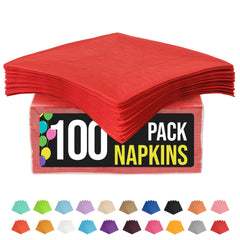 Red Beverage Napkins - 4.75 in. x 4.75 in. | 100 Count