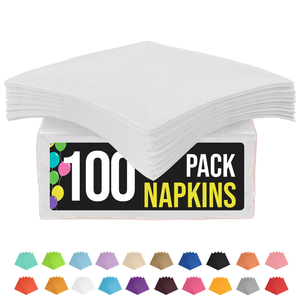 White Beverage Napkins - 4.75 in. x 4.75 in. | 100 Count