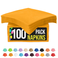 Yellow Beverage Napkins - 4.75 in. x 4.75 in. | 100 Count