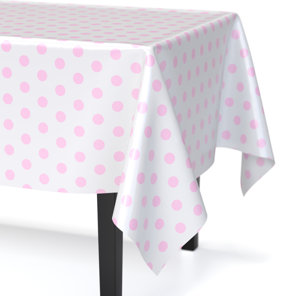 Pink Polka Dot Plastic Table Cover - 54 In. x 108 In.