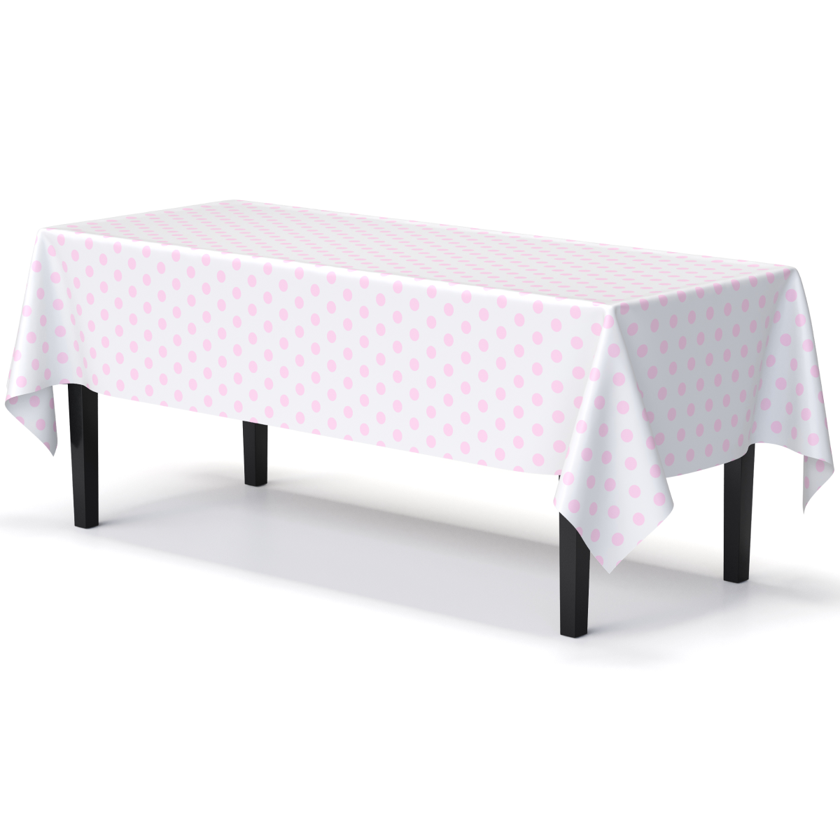 Pink Polka Dot Plastic Table Cover - 54 In. x 108 In.