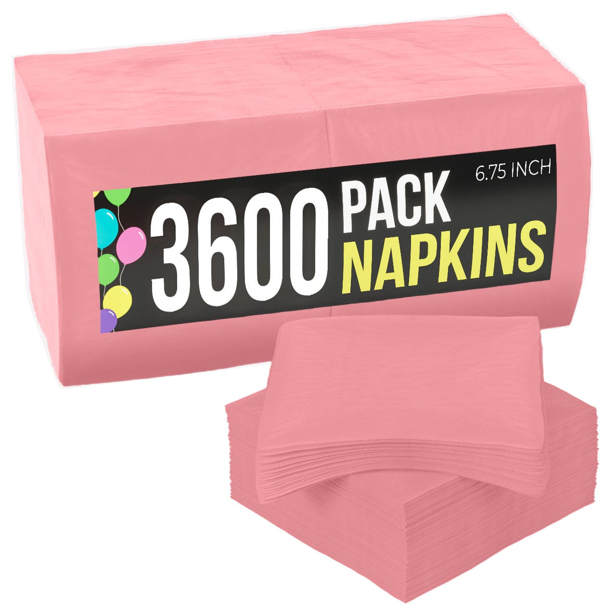 Pink Luncheon Napkins - 6.75 in. x 6.75 in. | Case of 3600