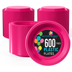 7 Inch Cerise Plastic Plates - 600 Count