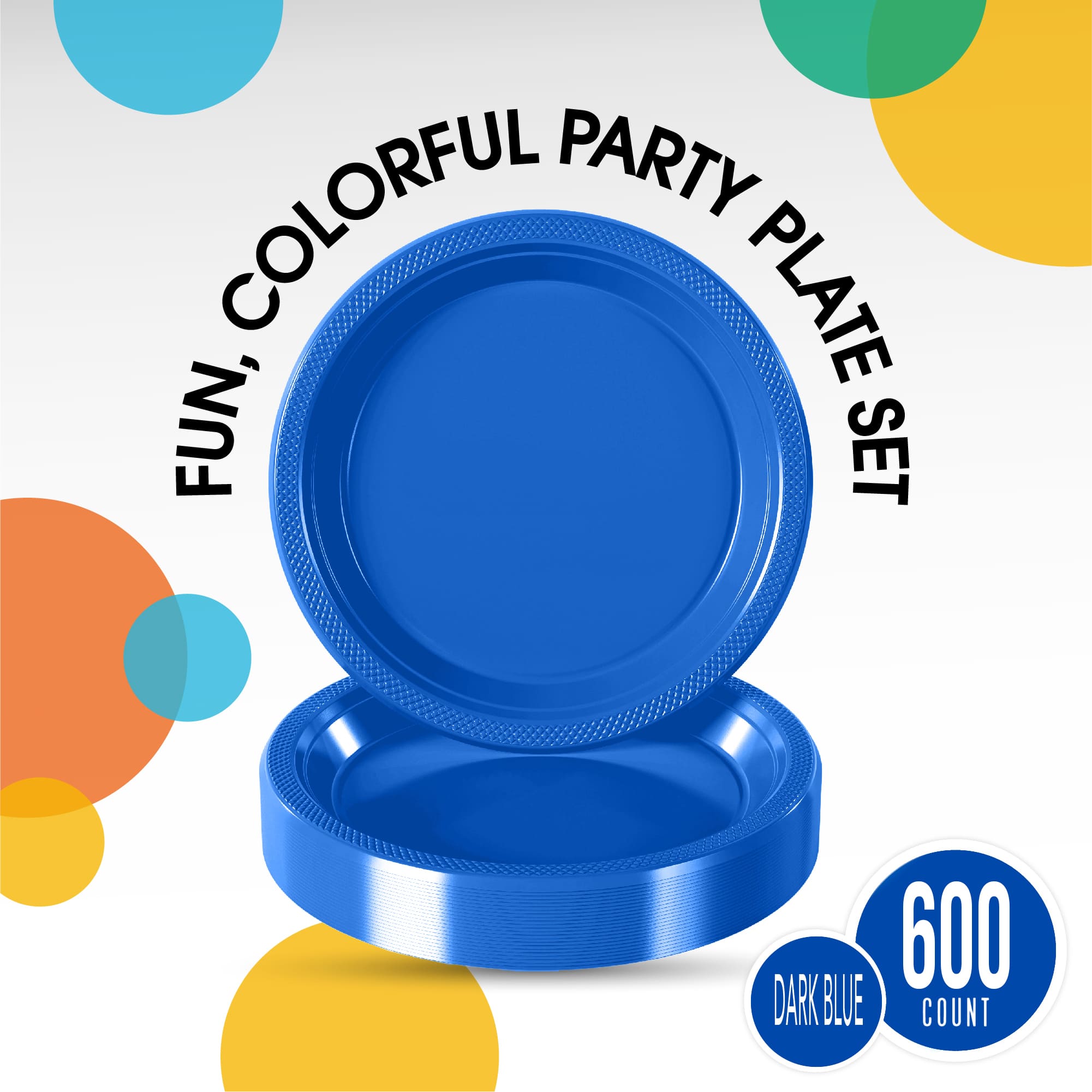 10 In. Dark Blue Plastic Plates | Case of 600