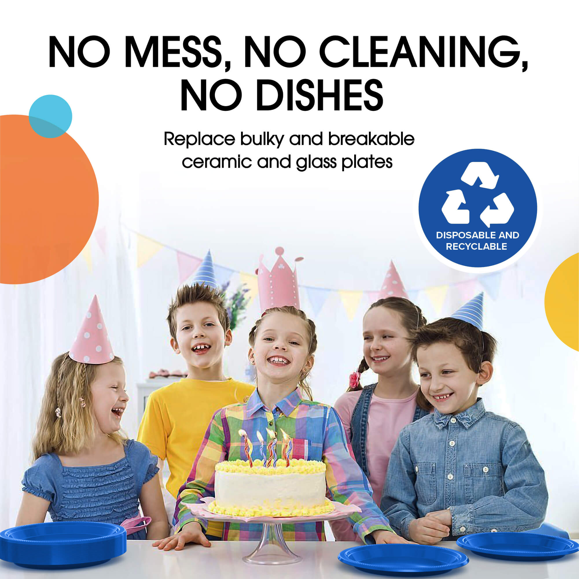 7 In. Dark Blue Plastic Plates | Case of 600