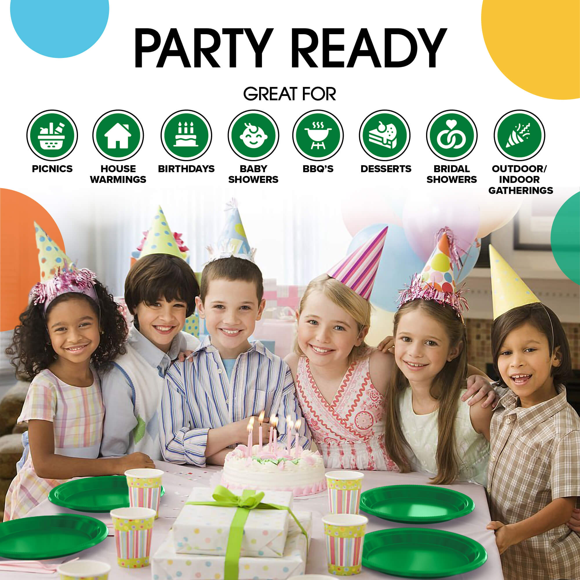 7 In. Emerald Green Plastic Plates | 8 Count