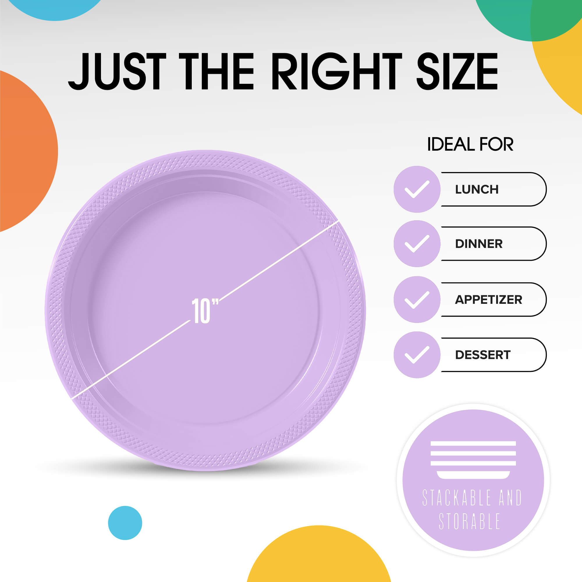 10 In. Lavender Plastic Plates | 50 Count