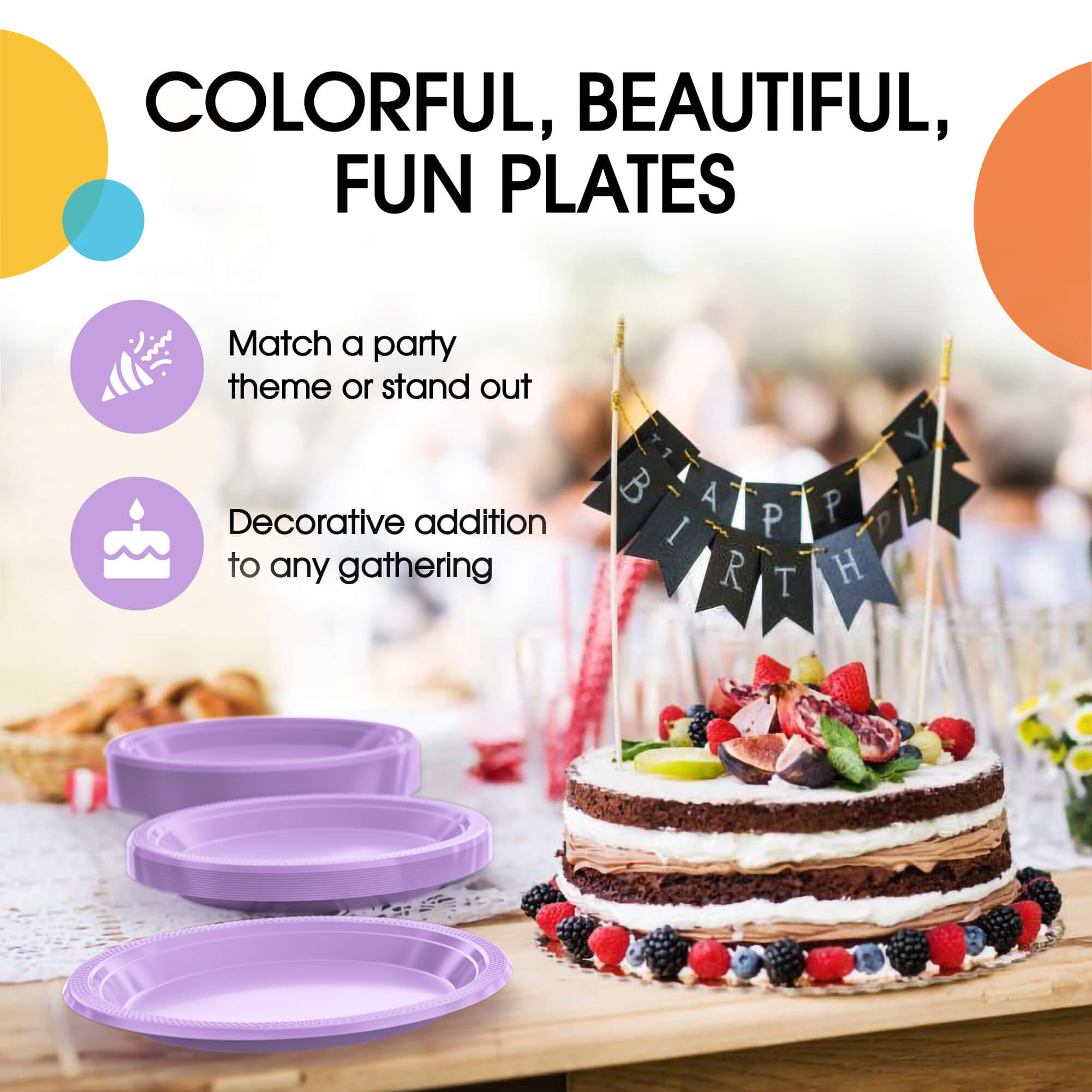 9 In. Lavender Plastic Plates | 8 Count