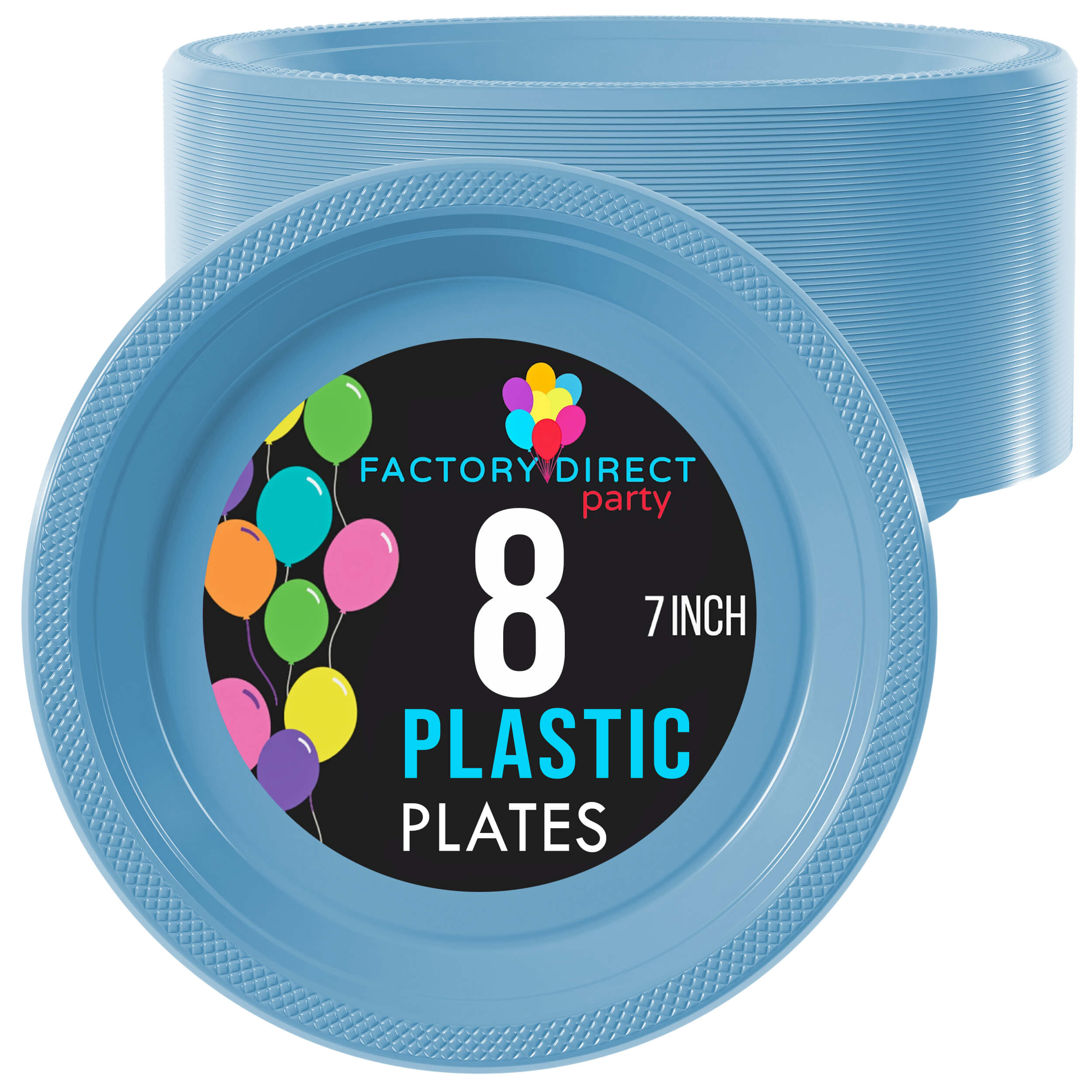 7 In. Light Blue Plastic Plates | 8 Count