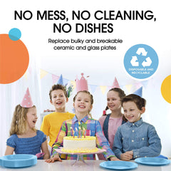 9 In. Light Blue Plastic Plates | 8 Count