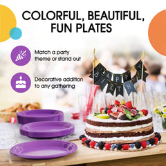 9 In. Purple Plastic Plates | 8 Count