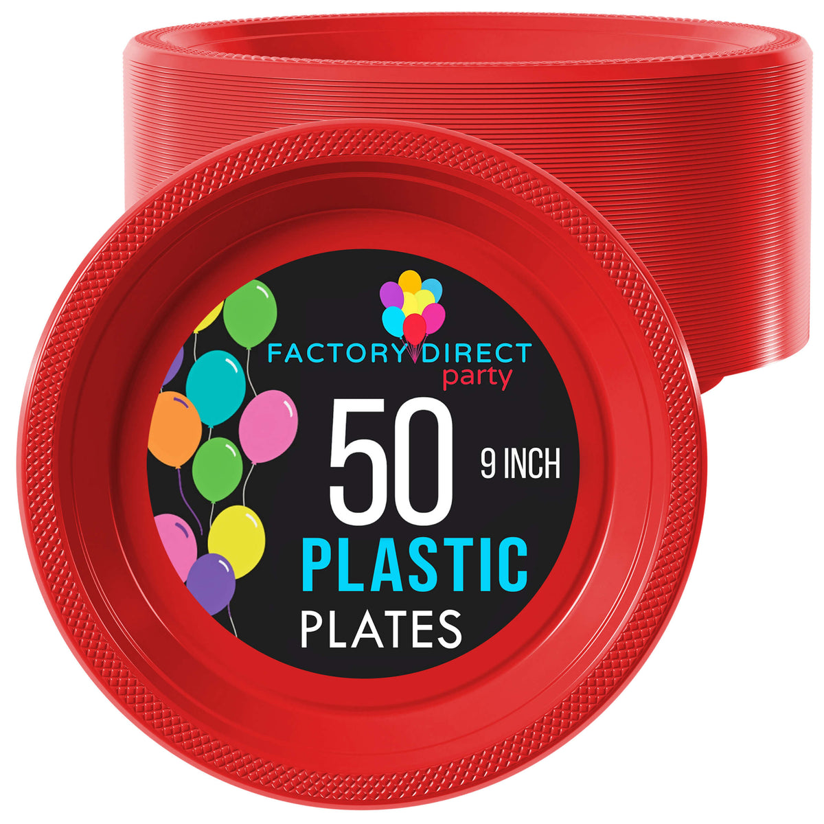 9 In. Red Plastic Plates | 50 Count