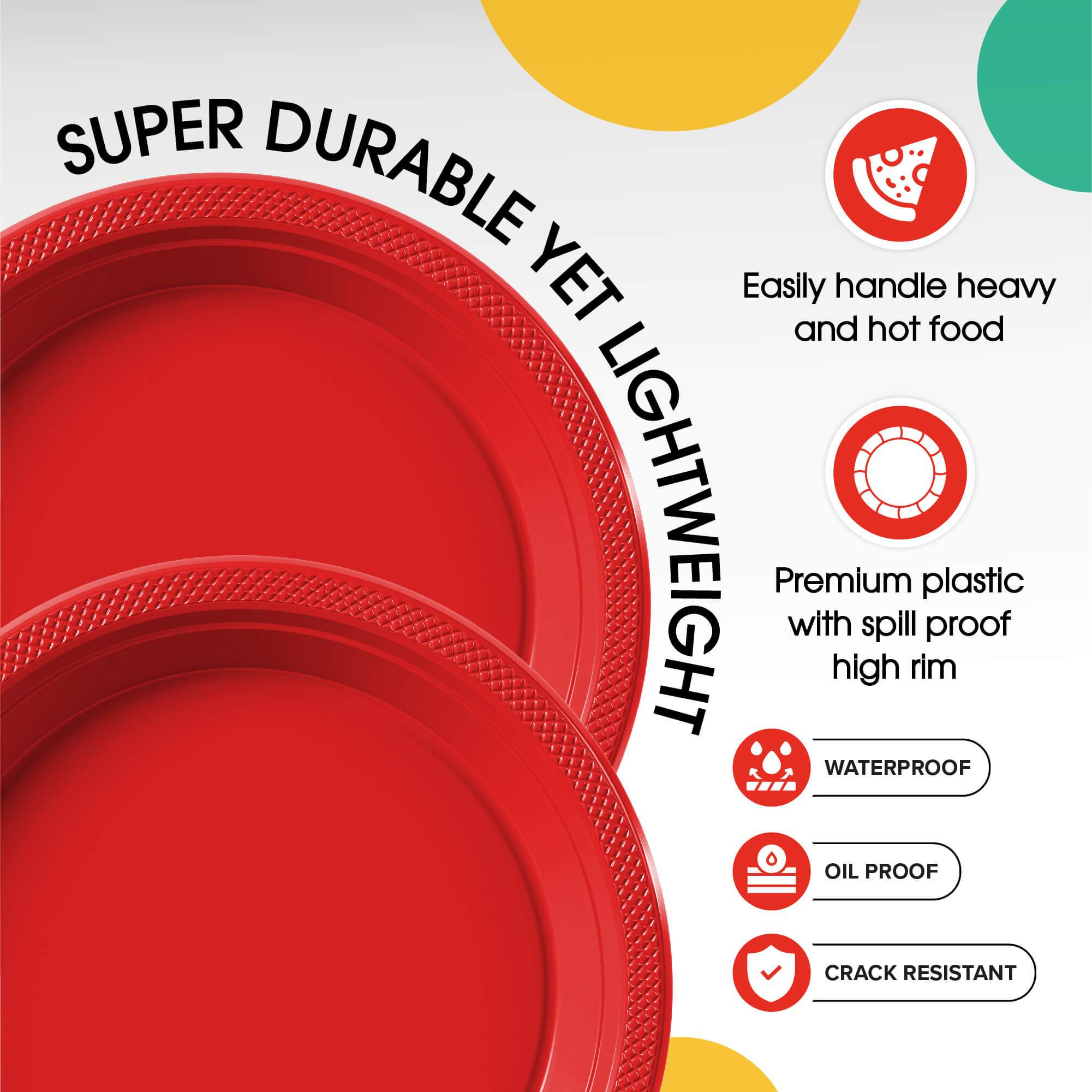 Little Gym - 9 In. Red Plastic Plates | 100 Count