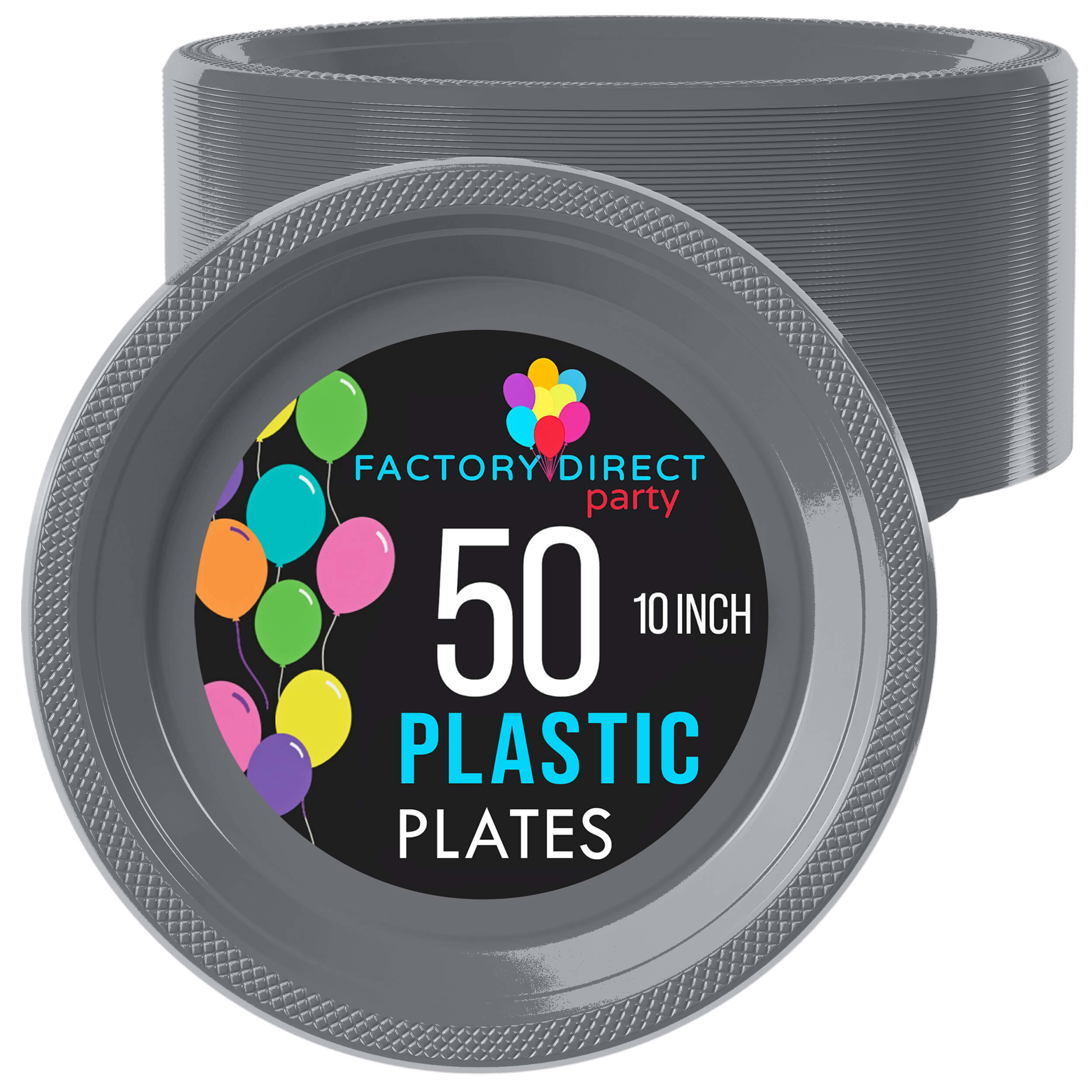 10 In. Silver Plastic Plates | 50 Count