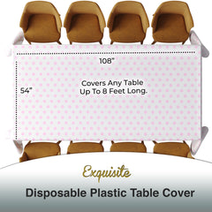Pink Polka Dot Plastic Table Covers | 6 Pack | 54 in. x 108 in.