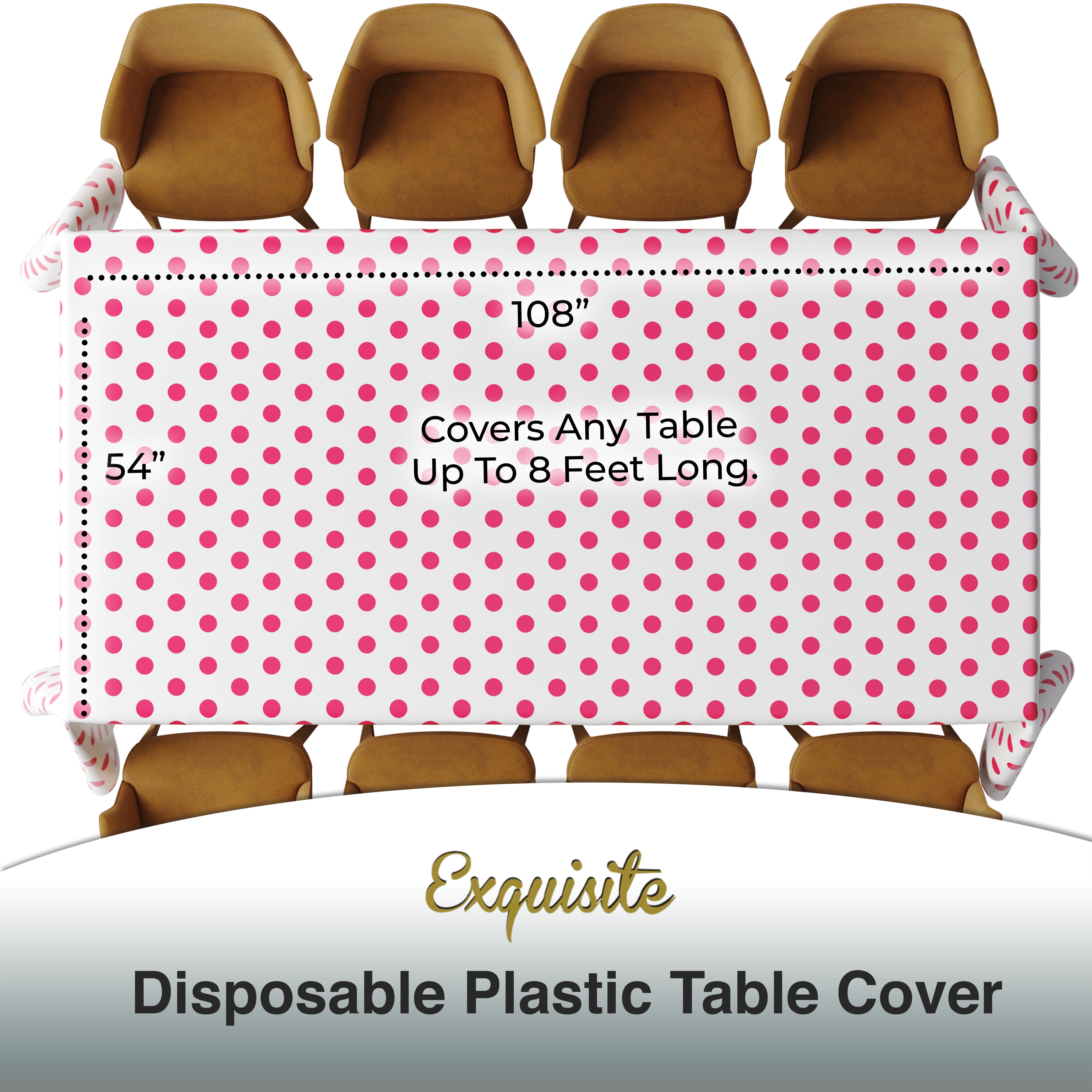 Red Polka Dot Plastic Table Cover | Case of 48 | 54 in. x 108 in.