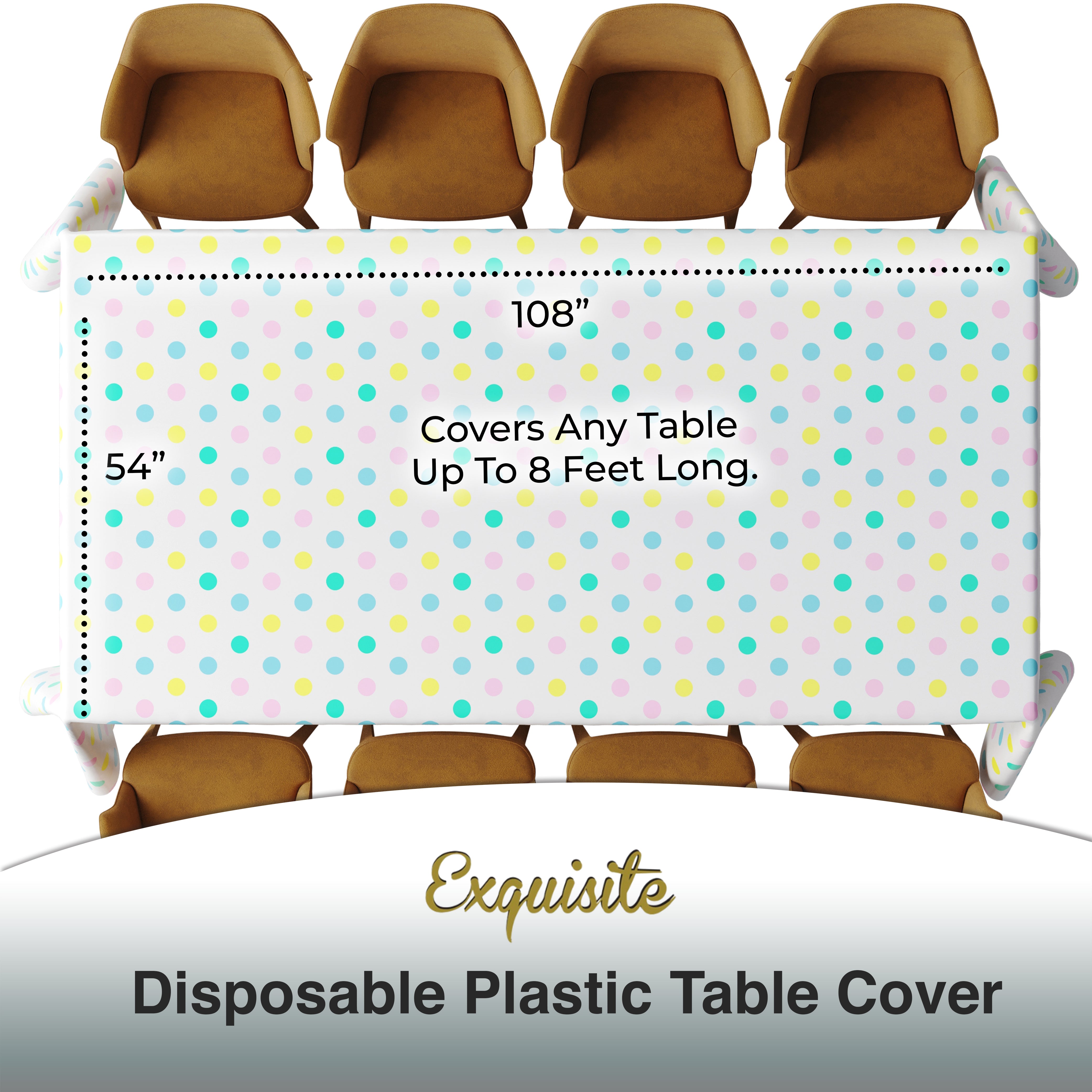 Multi Colored Polka Dot Plastic Table Cover | 54 in. x 108 in.