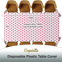 Red Polka Dot Plastic Table Covers | 12 Pack | 54 in. x 108 in.