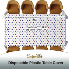 Multi Colored Polka Dot Plastic Table Cover | Case of 48 | 54 in. x 108 in.