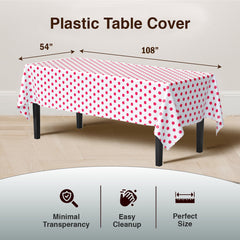 Red Polka Dot Plastic Table Covers | 12 Pack | 54 in. x 108 in.