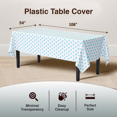 Light Blue Polka Dot Plastic Table Covers | 12 Pack | 54 in. x 108 in.