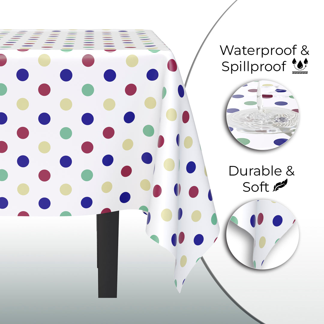 Multi Colored Polka Dot Plastic Table Covers | 6 Pack | 54 in. x 108 in.