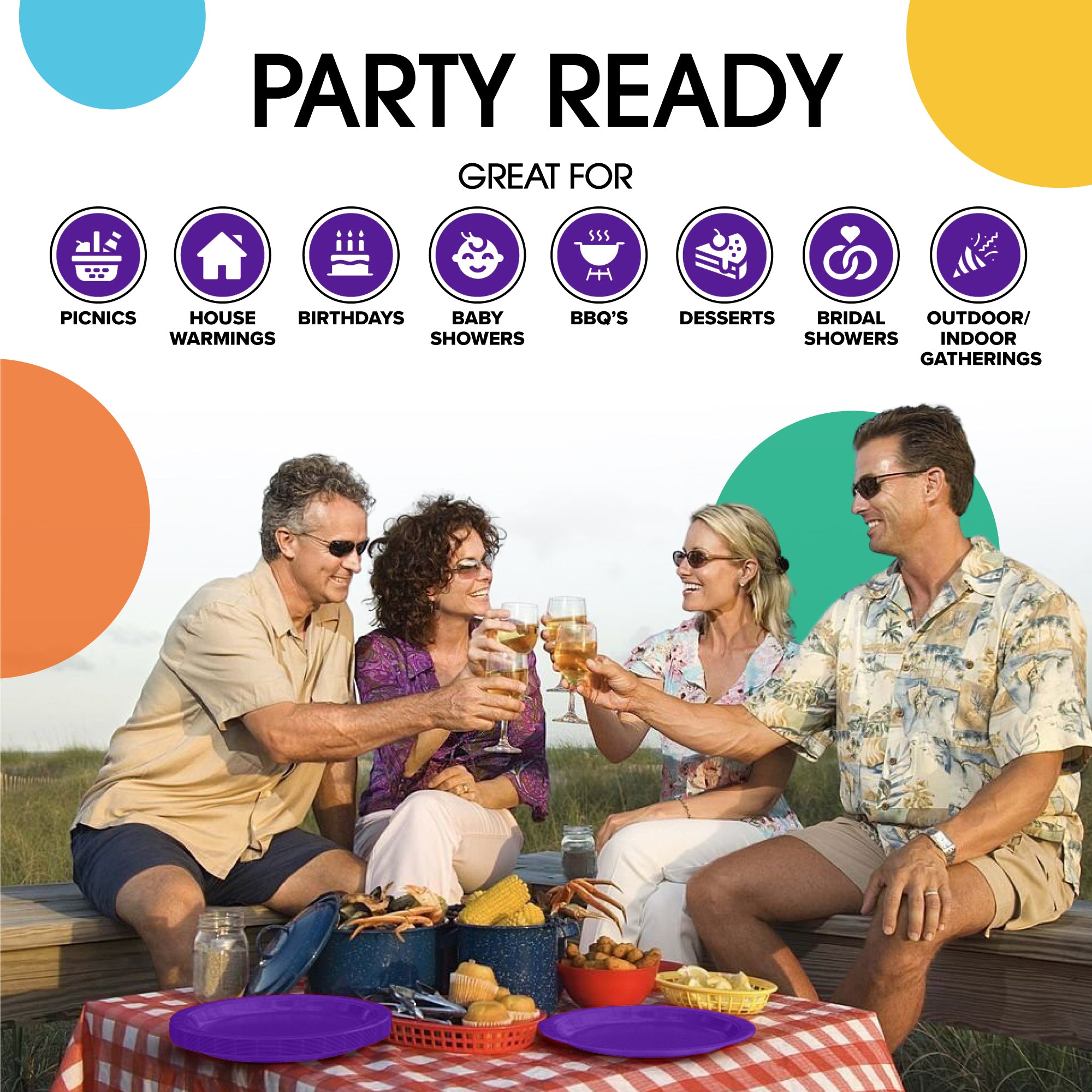9 In. Purple Paper Plates - 20 Ct.
