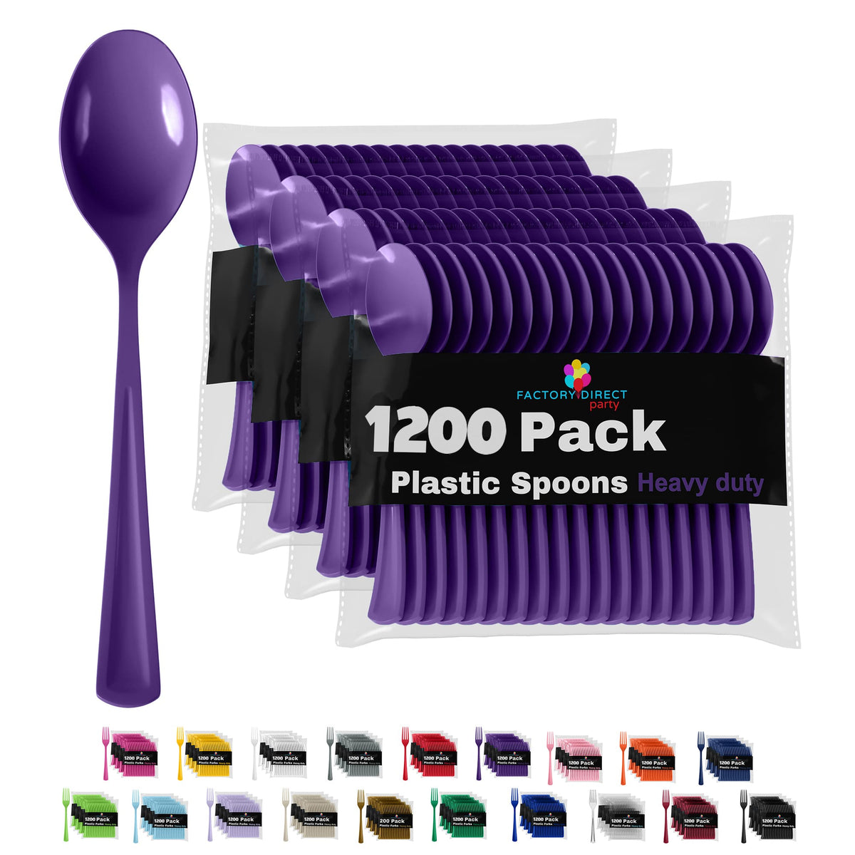 Heavy Duty Purple Plastic Spoons - 7 in. | Case of 1200