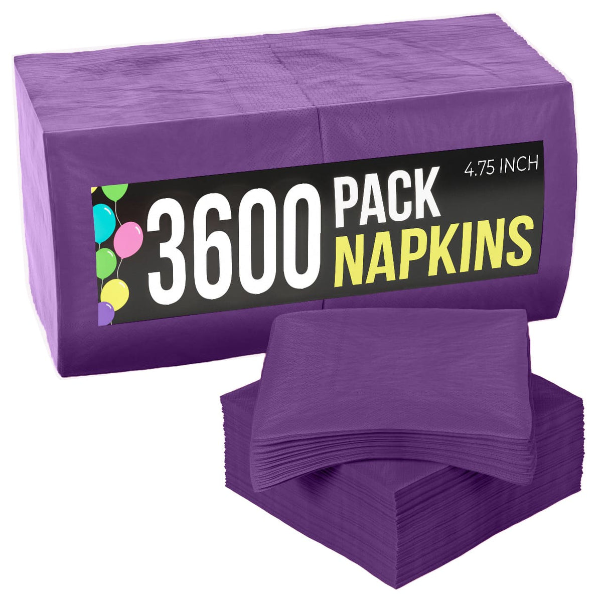 Purple Beverage Napkins - 4.75 in. x 4.75 in. | Case of 3600