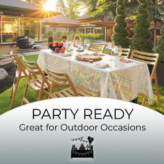 White Floral Plastic Table Covers | 6 Pack - 54 In. x 108 In.