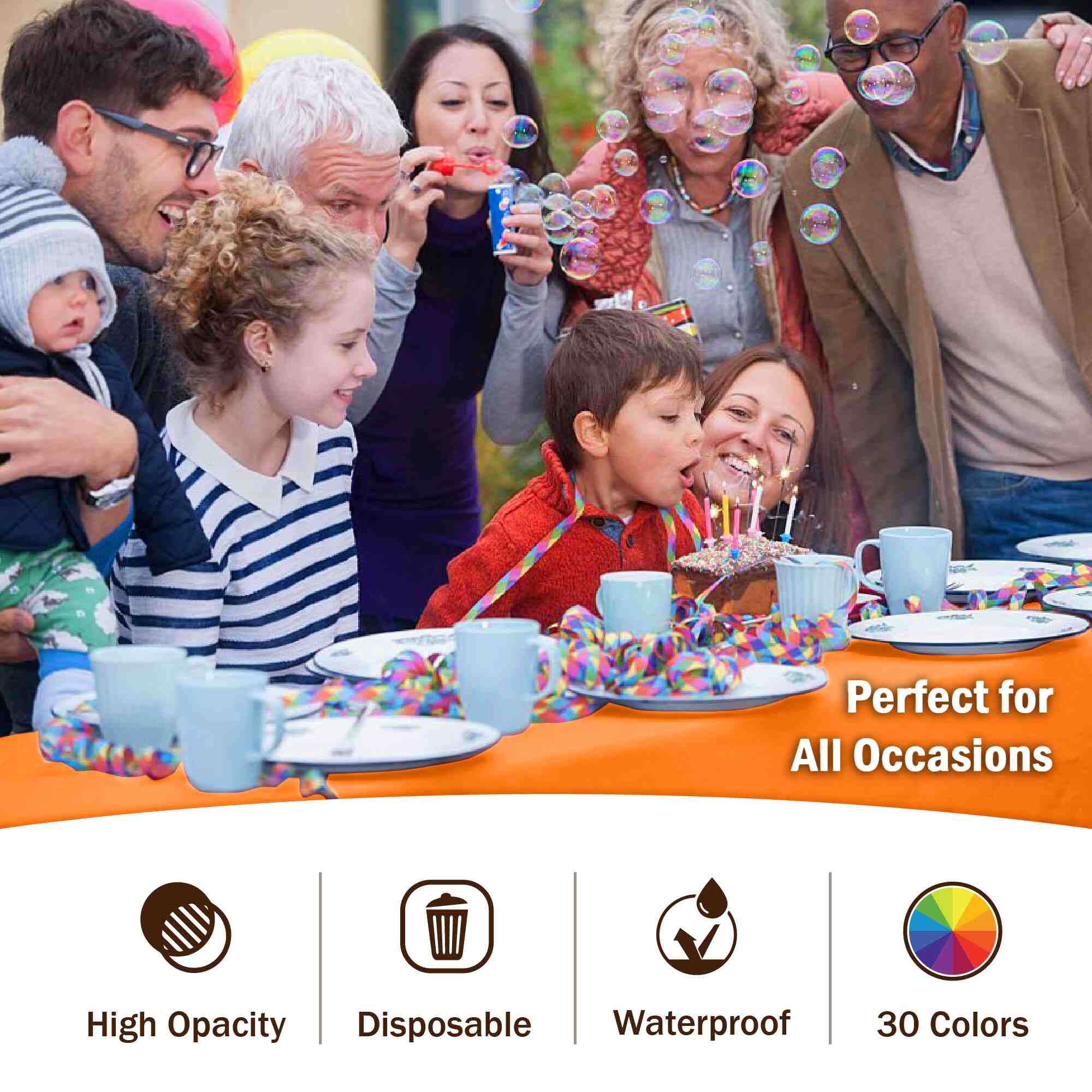 Orange Plastic Table Cover - 54 In. x 108 In.