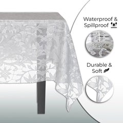 White Lace Plastic Table Covers | 6 Pack - 54 In. x 108 In.
