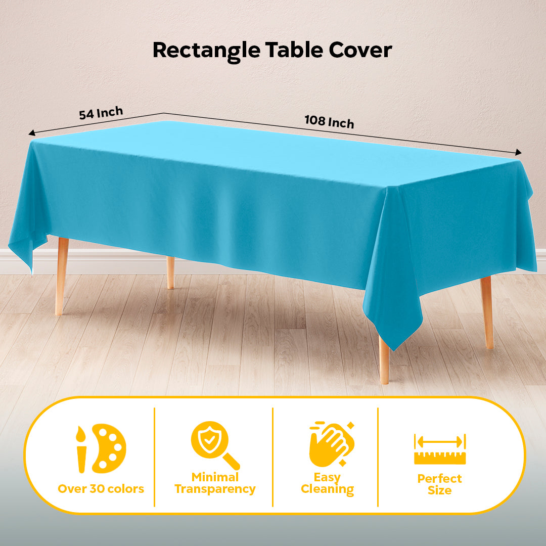Sky Blue Plastic Table Cover | 54 in. x 108 in.