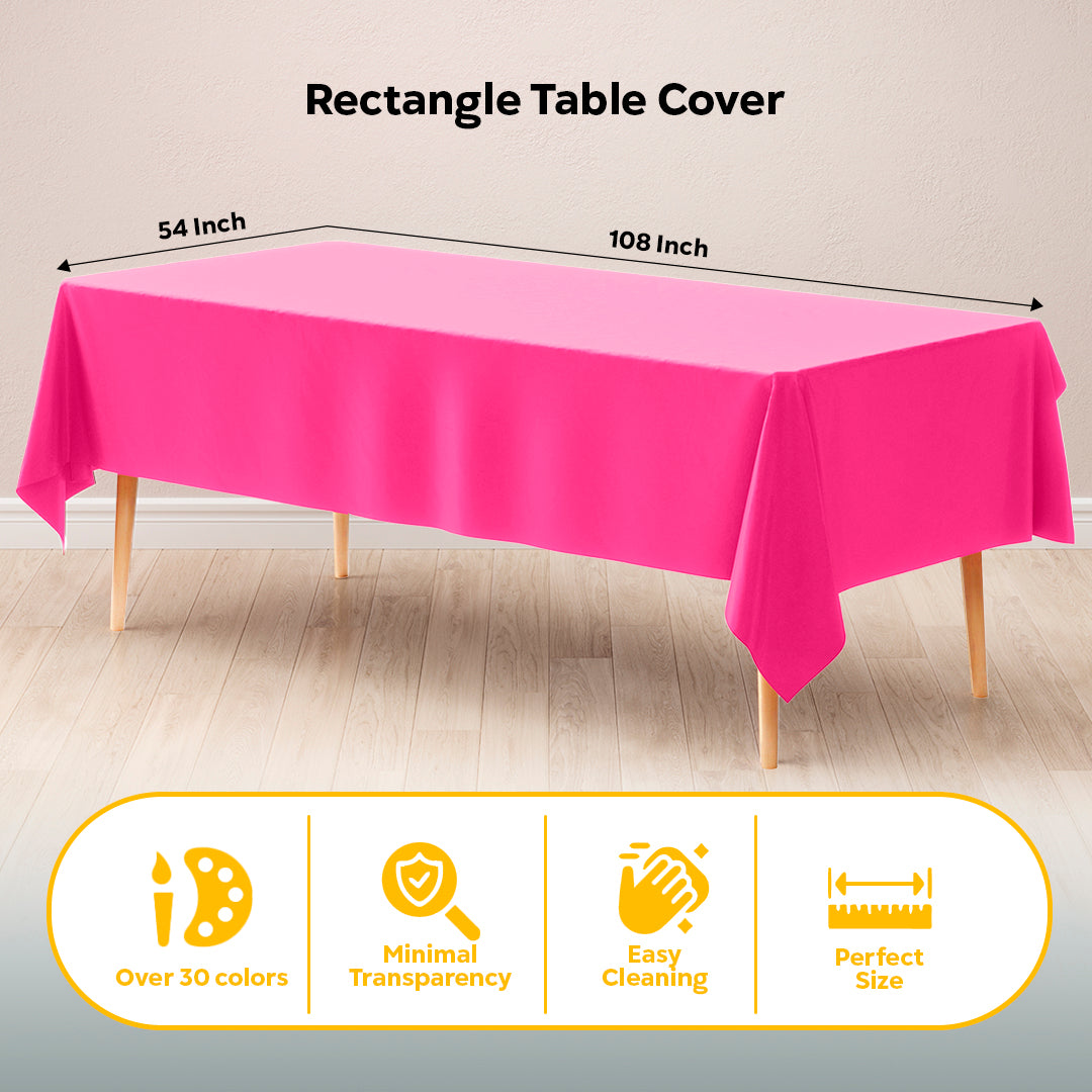 Cerise Plastic Table Covers | 12 Pack | 54 in. x 108 in.